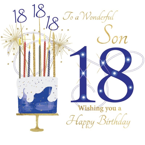 18th Son Birthday Card, large - SB3290 - Polkadot Stripes