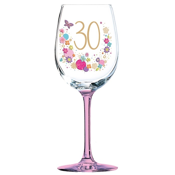 Happy 30th birthday glitter wine glass name wine glass Milestone wine glass BFF Birthday Dirty 30 gift polka-dot glass dirty 30 wine