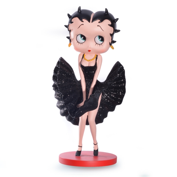 Betty Boop Collectable Figurine Posing in a Black Glitter Dress, Enjoying a  Cool Breeze - EA7991 - Polkadot Stripes