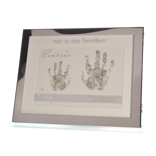 The Gift Experience Bambino Silver Plated Hand Print Frame Me /& My Sister 7x5